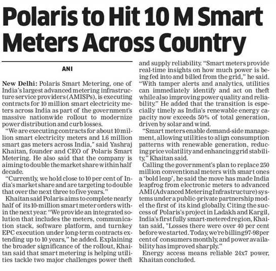 Polaris to Hit 10 M Smart Meters Across Country