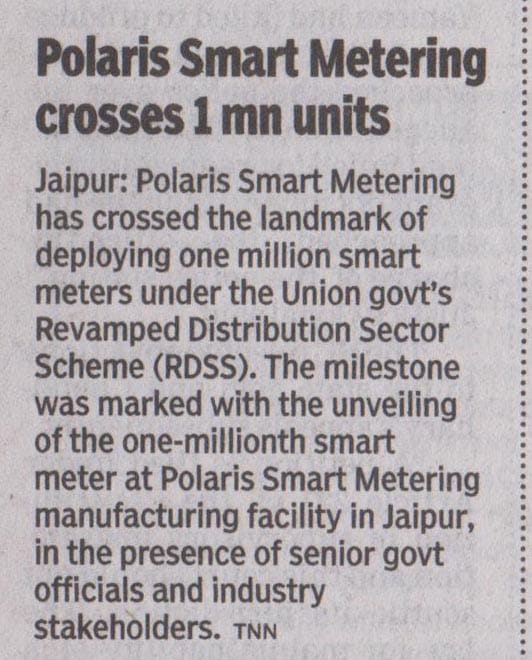 Polaris Smart Metering crosses 1 mn units